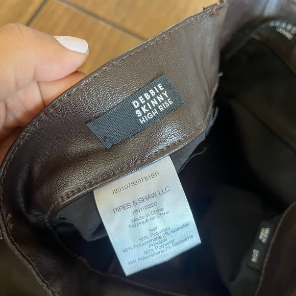 Veronica Beard Faux Leather Pants Women Brown Debbie High Rise Skinny 27/4 - Picture 4 of 7